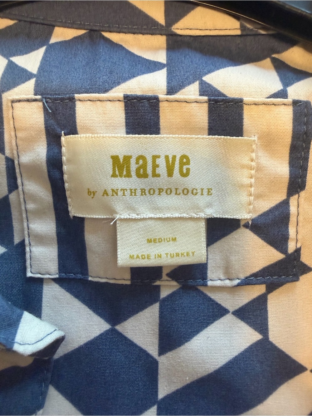Anthropologie Maeve Soren Blue Geometric Print Shirtdress Sz M - Picture 5 of 7